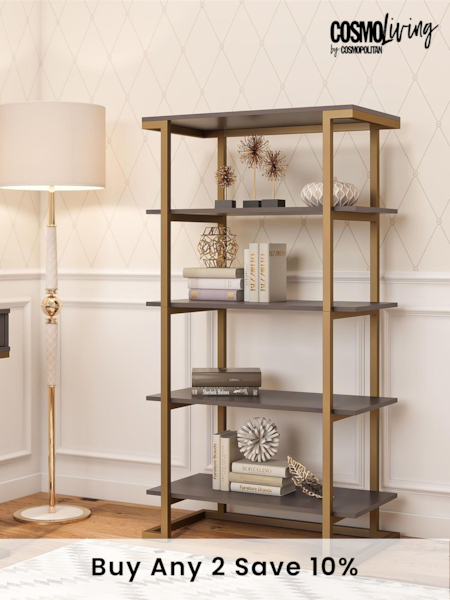 CosmoLiving Grey Camila 5 Shelf Bookcase (M39271) | £150