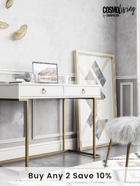 CosmoLiving White Camila Storage Office Desk (M39508) | £200