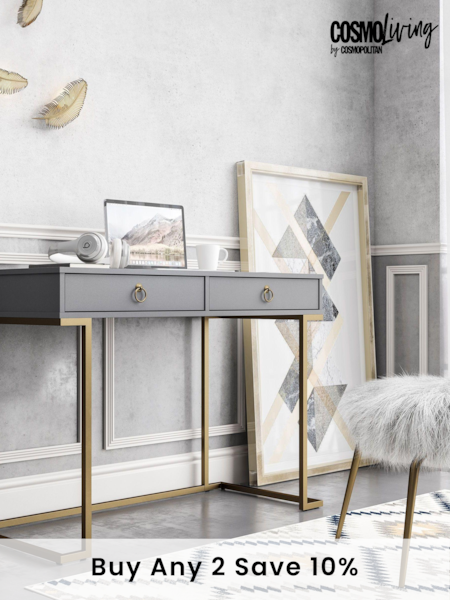 CosmoLiving Grey Camila Storage Office Desk (M39848) | £200