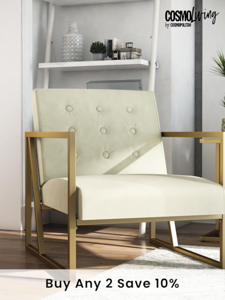 CosmoLiving Cream Lexington Button Tufted Velvet Chair (M40477) | £255