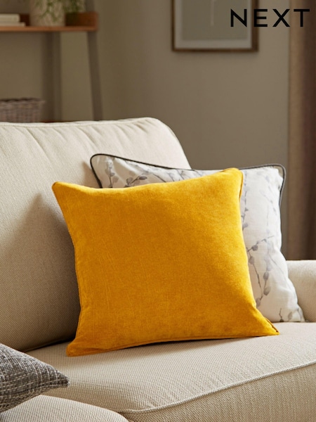 Ochre Yellow 45 x 45cm Soft Velour Cushion (M41412) | £8