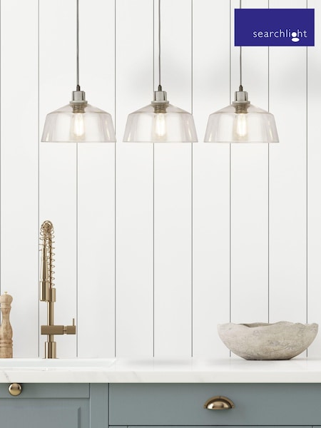 Searchlight Grey Maisie Clear Glass 3 Light Bar Ceiling Light Pendant (M43612) | £93