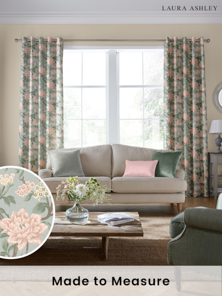 Laura Ashley Pink Tapestry Floral Chenille Made To Measure Curtains (M44054) | £100