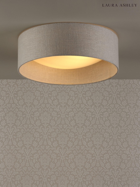 Laura Ashley Silver Bacall Linen Concave Diffuser Flush Ceiling Light (M49748) | £85