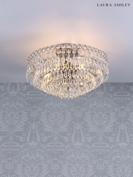 Laura Ashley Polished Nickel Enid Cut Glass 5 Light Semi Flush Chandelier Ceiling Light (M49753) | £199
