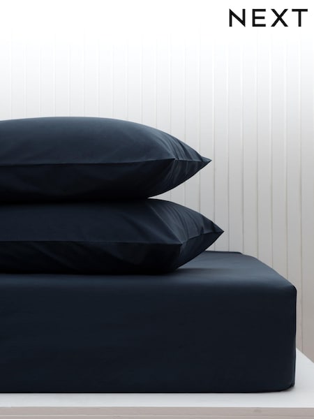 Blue Ink Navy Cotton Rich Deep Fitted Sheet (M50267) | £12 - £19
