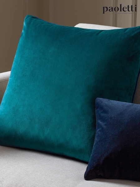 Riva Paoletti Teal Blue/Navy 55 x 55cm Meridian Velvet Cushion (M50534) | £18