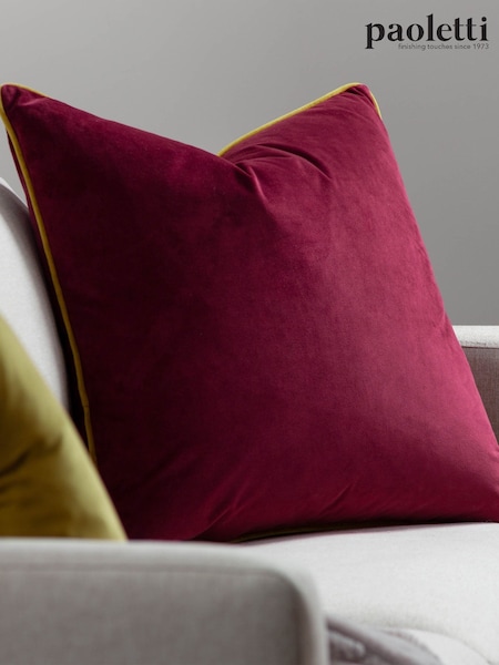 Riva Paoletti Maroon Red/Moss Green 55 x 55cm Meridian Velvet Cushion (M50547) | £18