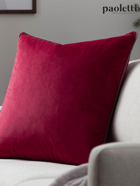 Riva Paoletti Cranberry Red/Mocha 55 x 55cm Meridian Velvet Cushion (M50557) | £18