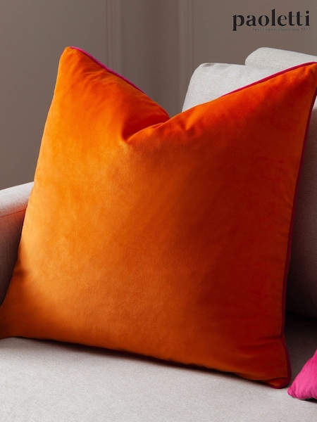 Riva Paoletti Orange 55 x 55cm Meridian Velvet Cushion (M50558) | £18