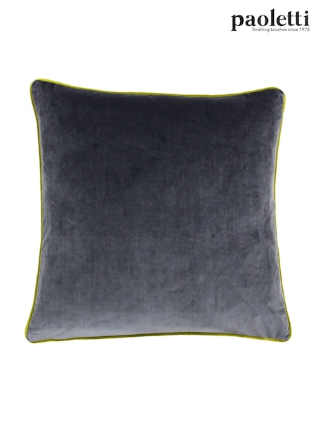 Riva Paoletti Charcoal Grey/Moss Green 55 x 55cm Meridian Velvet Cushion (M50559) | £18