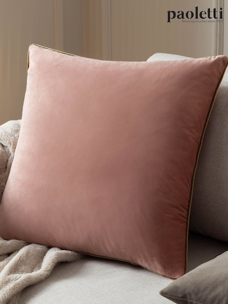 Riva Paoletti Blush Pink/Gold 55 x 55cm Meridian Velvet Cushion (M50564) | £18