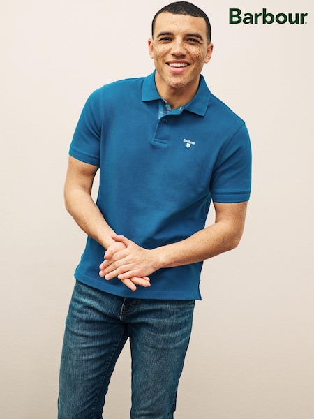 Barbour® Lyons Blue 100% Cotton Classic Polo Shirt (M51558) | £55