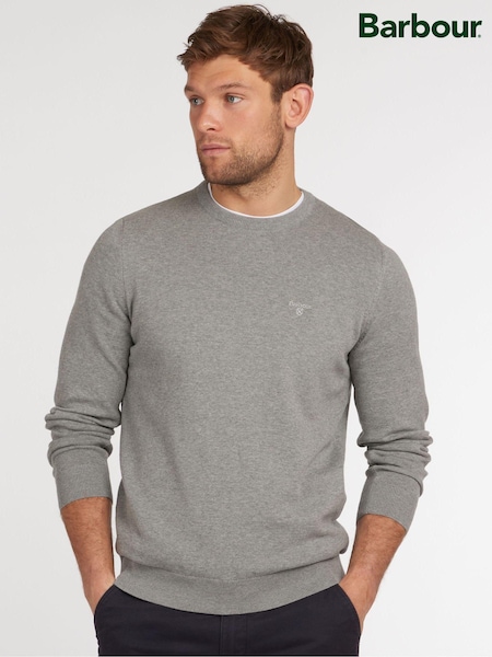 Barbour® Grey Mens 100% Cotton Pima Crew Neck Jumper (M51569) | £70