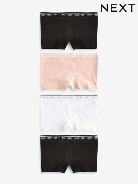 Black/White/Nude Boyshort Logo Knickers 4 Pack (M51960) | £17