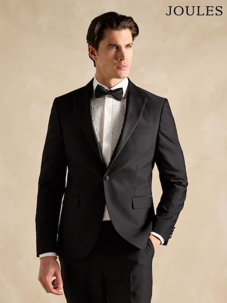Joules Black Slim Fit Tuxedo Suit Jacket (M52012) | £130