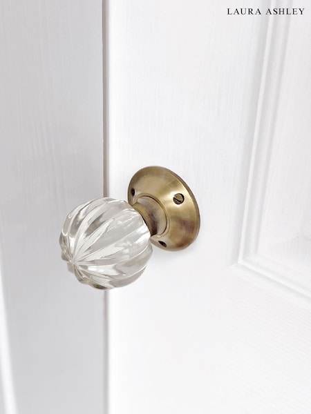 Laura Ashley Antique Brass Vivien Glass Mortice Knob Pair (M52044) | £55