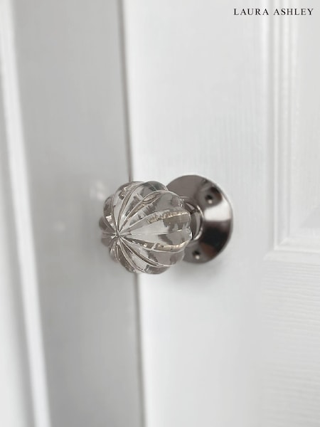 Laura Ashley Chrome Vivien Glass Mortice Knob Pair (M52045) | £55