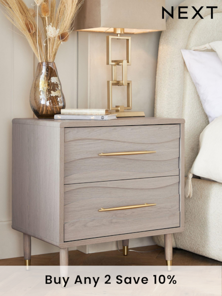 Grey Adelaide Oak Effect Bedside Table (M52062) | £199