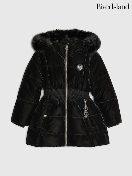 Black - River Island Back To School Fur Velour Padded Coat