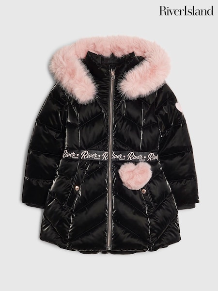 Black - River Island Back To School Hi Shine Padded Coat