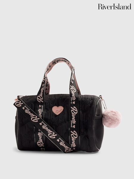 Black - River Island Back To School Nylon Gym Bag
