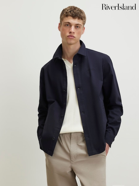Navy Blue - Regular River Island Slim Fit Overshirt