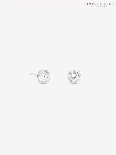 925 Sterling Silver - Simply Silver 6mm Brilliant Round Stud Earrings