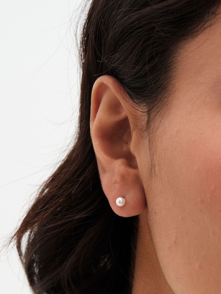 925 Sterling Silver - Simply Silver Pearl Stud Earrings