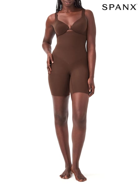 Brown - Spanx Seamless Power Firm Control High-waisted Mid-thigh Shorts