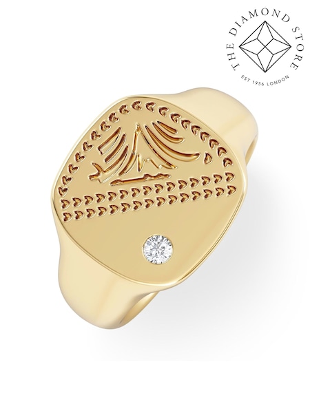 Gold - Regular The Diamond Store Crest 0.03ct Lab Square Signet Ring In 18k Yellow Gold Vermeil