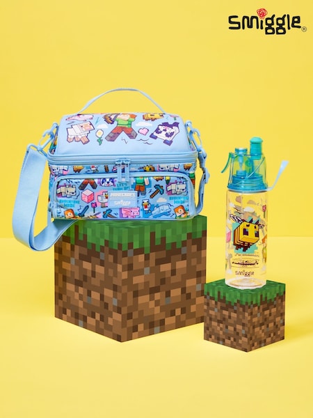 Blue - Smiggle Minecraft Dual Compartment Lunch Bag With Strap