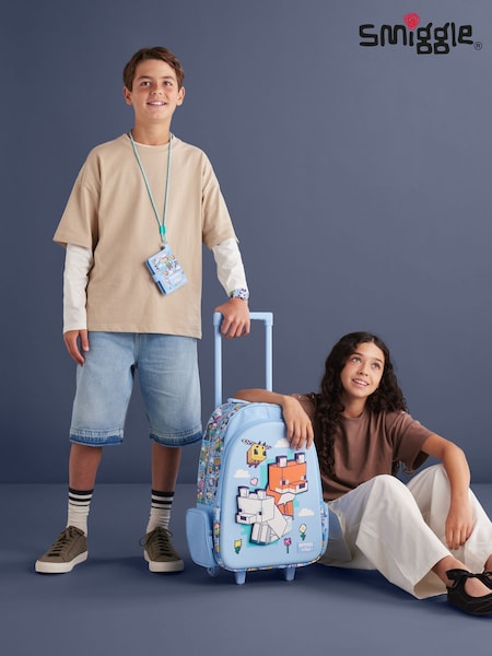 Blue - Smiggle Minecraft Trolley Backpack With Light Up Wheels