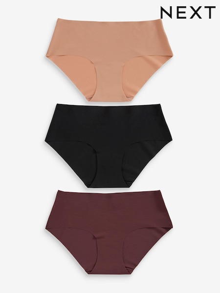 Black/Praline Nude/Chocolate Nude Midi No VPL Comfort Knickers 3 Pack (M56346) | £18