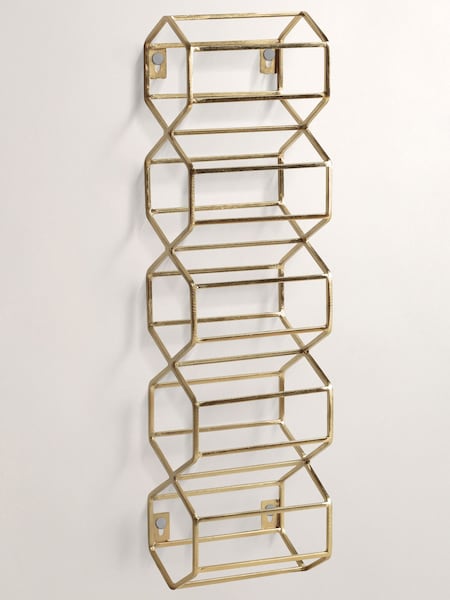 Oliver Bonas Gold Hexagon Wine Wall Rack (M59225) | £35