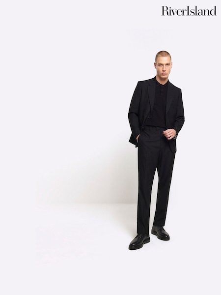 River Island Charcoal Black Stretch Suit Jacket (M62557) | £40