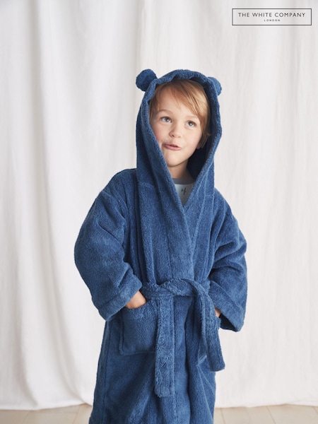 The White Company 100% Cotton Blue Dressing Gown With Ears (M62921) | £32