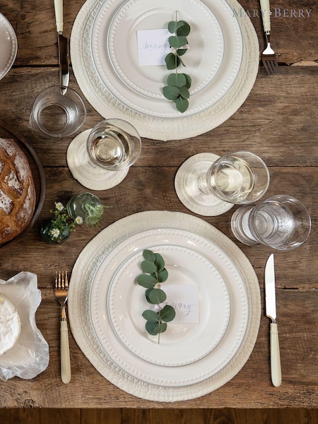Mary Berry Ivory 100% Cotton Signature Coaster Set (M64509) | £45