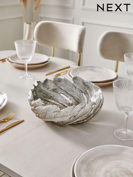 Silver Curved Feather Bowl (M64949) | £40