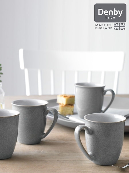 Denby Set of 4 Light Grey Elements Coffee Mugs Set (M66440) | £64