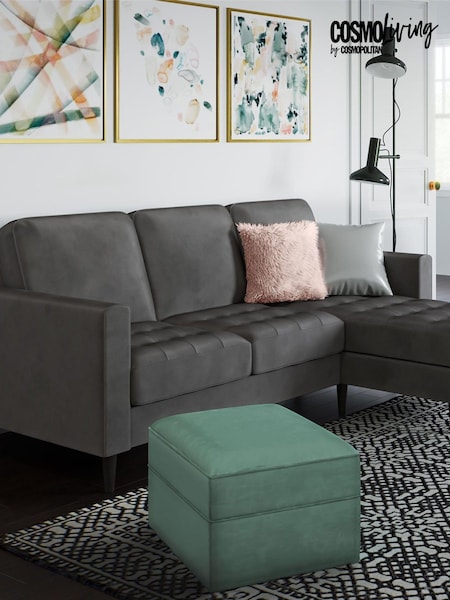 CosmoLiving Charcoal Grey Strummer Velvet Sectional Sofa (M66904) | £700