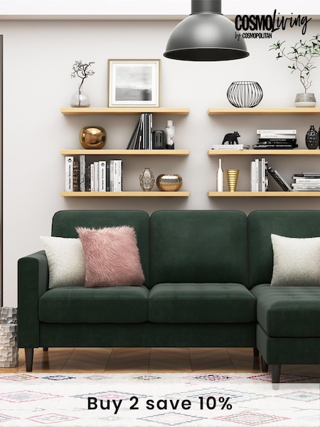CosmoLiving Green Strummer Velvet Sectional Sofa (M66905) | £700