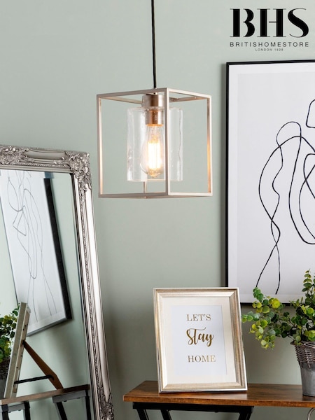 BHS Silver BHS Hardy 1 Light Cage Pendant Ceiling Light (M67444) | £60