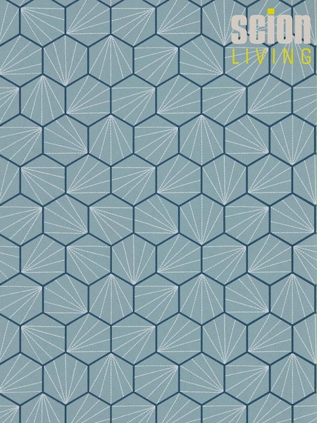 Scion Blue Aikyo Wallpaper Sample Wallpaper (M67962) | £1