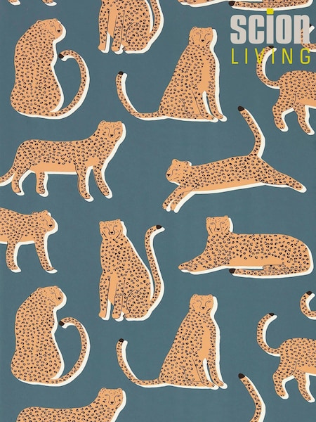 Scion Blue Lionel Cheetah Wallpaper (M67991) | £1