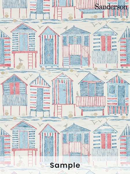 Sanderson Home Blue Beach Huts Wallpaper Sample Wallpaper (M68177) | £1