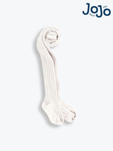JoJo Maman Bébé Cream Cotton Rich Cable Tights (M68234) | £9.50