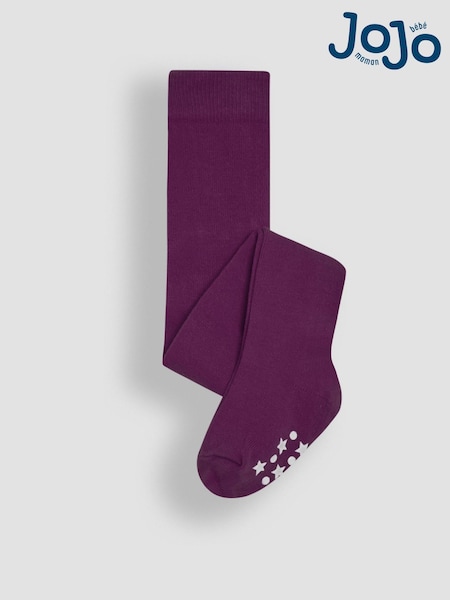 JoJo Maman Bébé Plum Cotton Rich Plain Tights (M68235) | £4