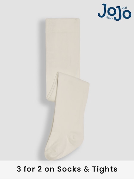 JoJo Maman Bébé Cream Cotton Rich Plain Tights (M68236) | £9.50
