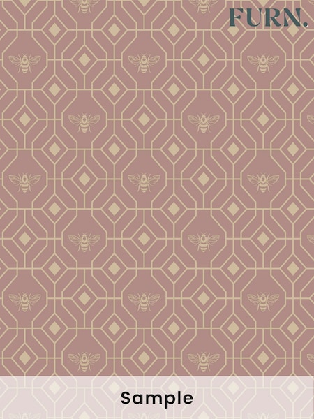 furn. Pink Bee Deco Geometric Foiled Wallpaper (M68885) | £1